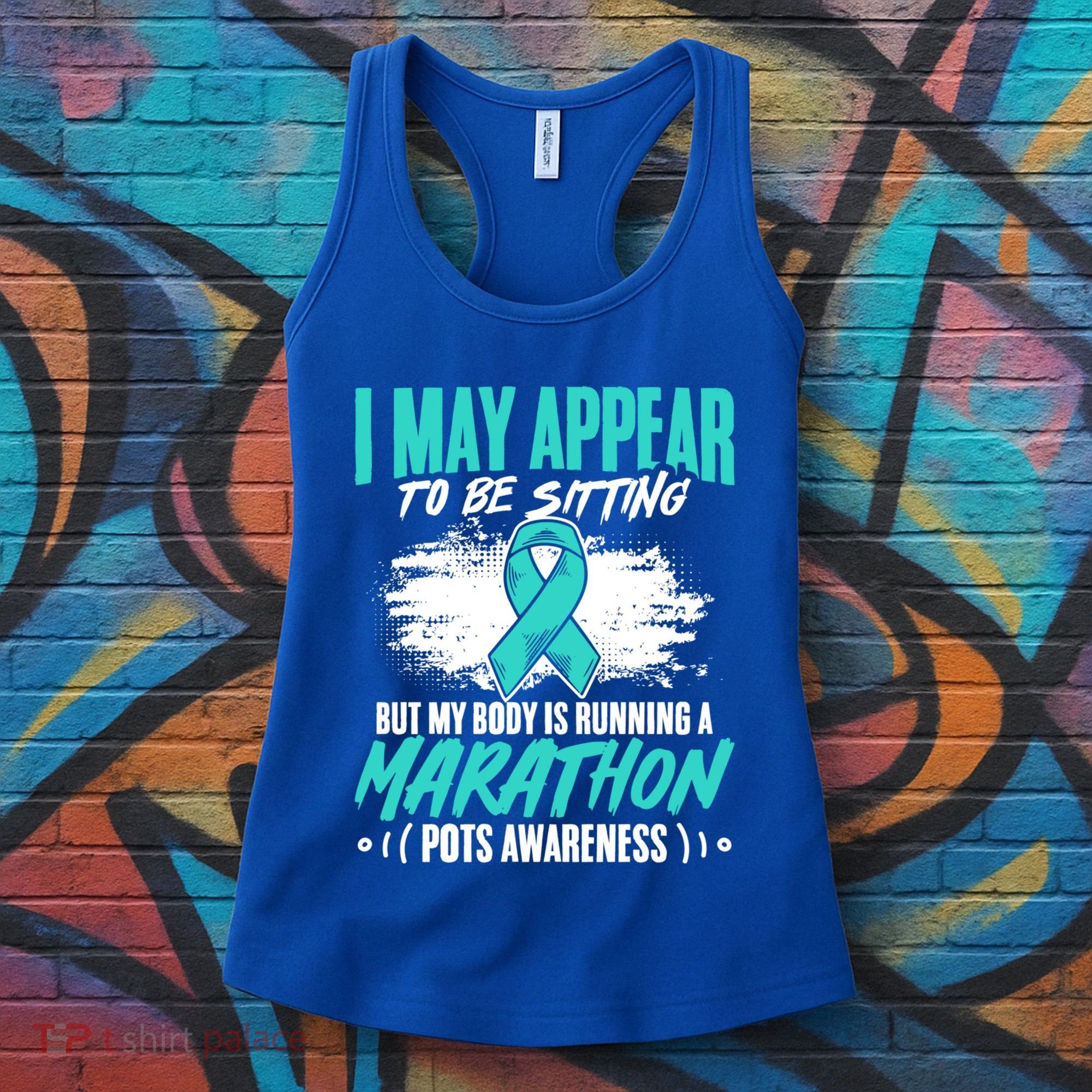 Marathon Turquoise Pots Awareness Dysautonomia Awareness Cool Gift Women's Tank Top