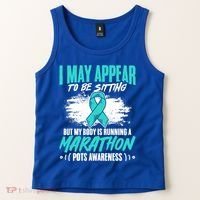 Marathon Turquoise Pots Awareness Dysautonomia Awareness Cool Gift Tank Top thumb 2