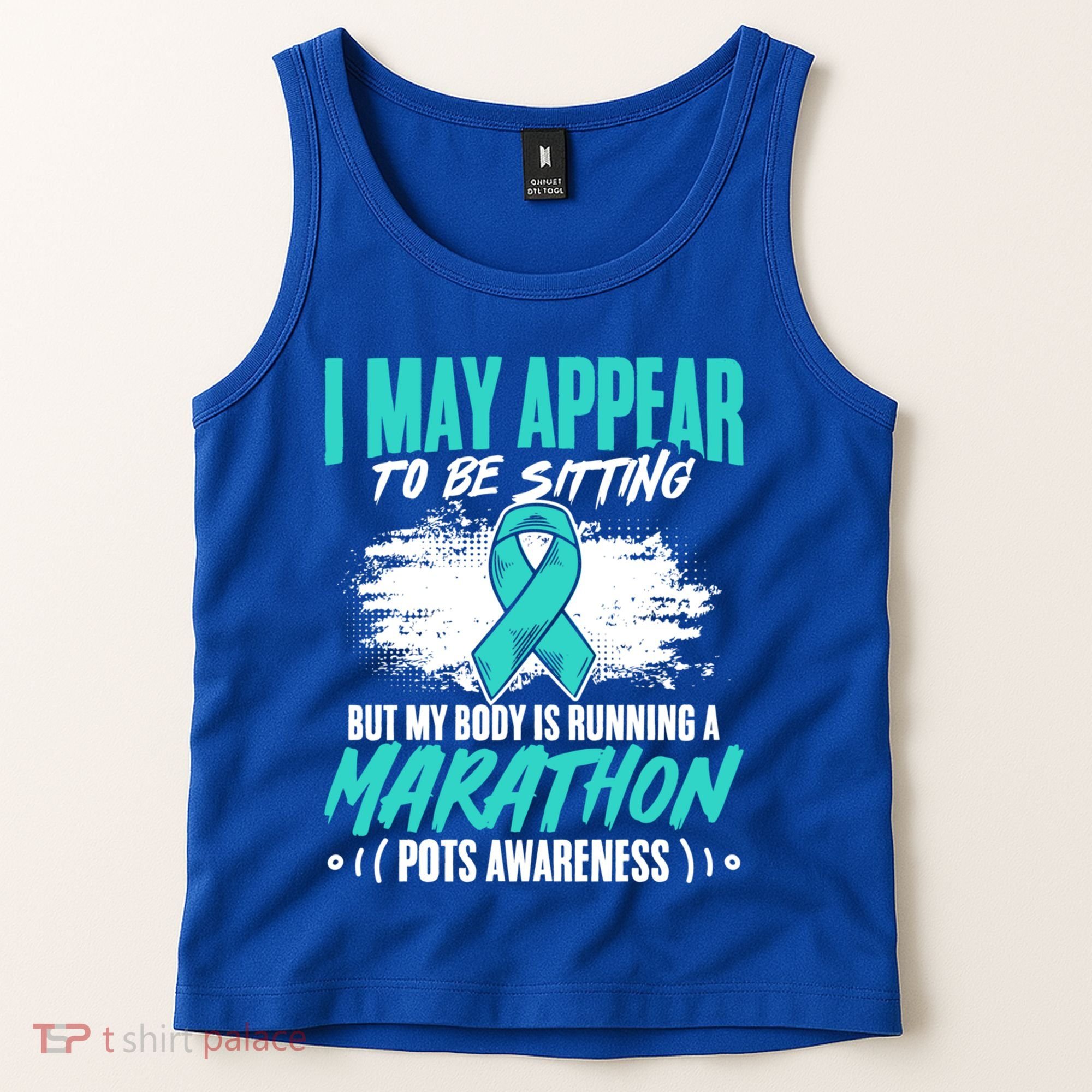 Marathon Turquoise Pots Awareness Dysautonomia Awareness Cool Gift Tank Top