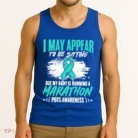 Marathon Turquoise Pots Awareness Dysautonomia Awareness Cool Gift Tank Top thumb 3