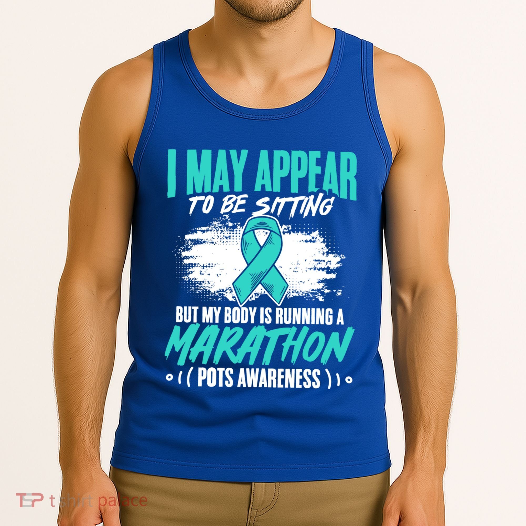 Marathon Turquoise Pots Awareness Dysautonomia Awareness Cool Gift Tank Top