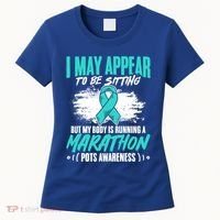 Marathon Turquoise Pots Awareness Dysautonomia Awareness Cool Gift Women's T-Shirt thumb 0