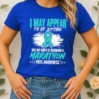 Marathon Turquoise Pots Awareness Dysautonomia Awareness Cool Gift Women's T-Shirt thumb 2