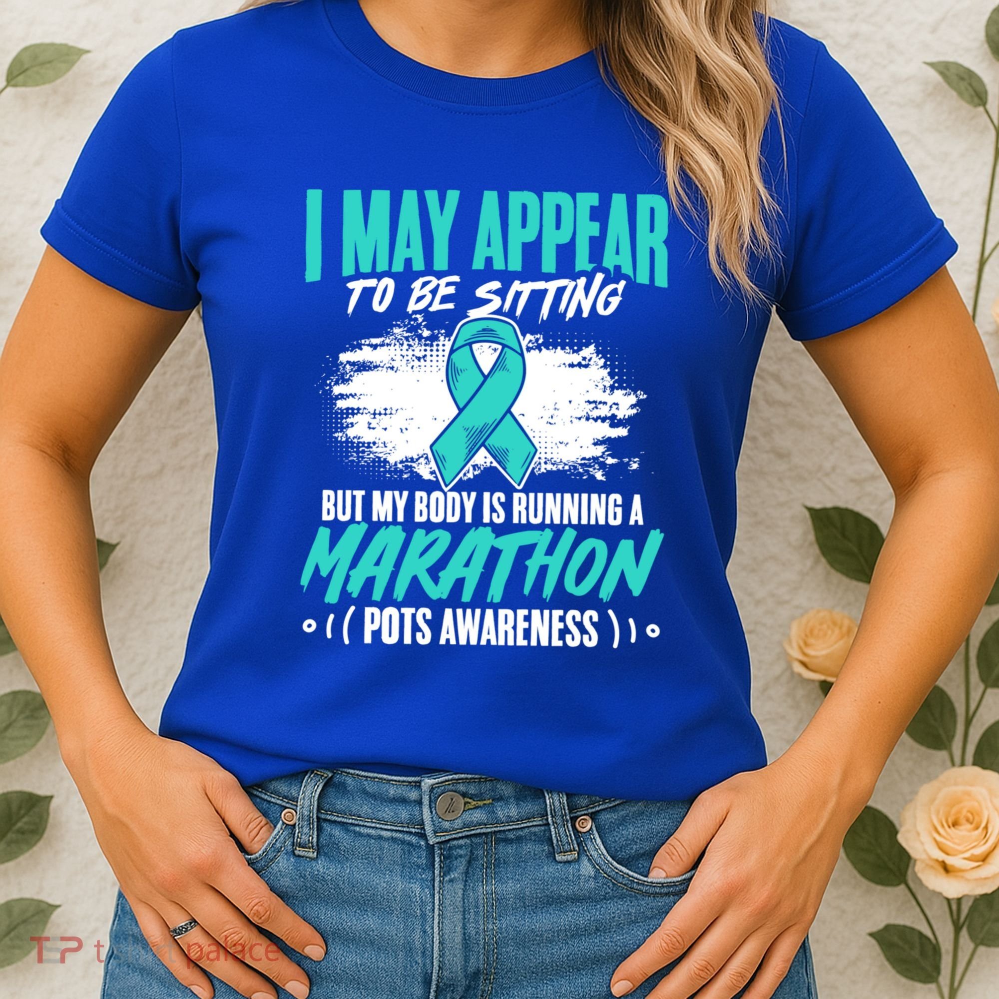 Marathon Turquoise Pots Awareness Dysautonomia Awareness Cool Gift Women's T-Shirt