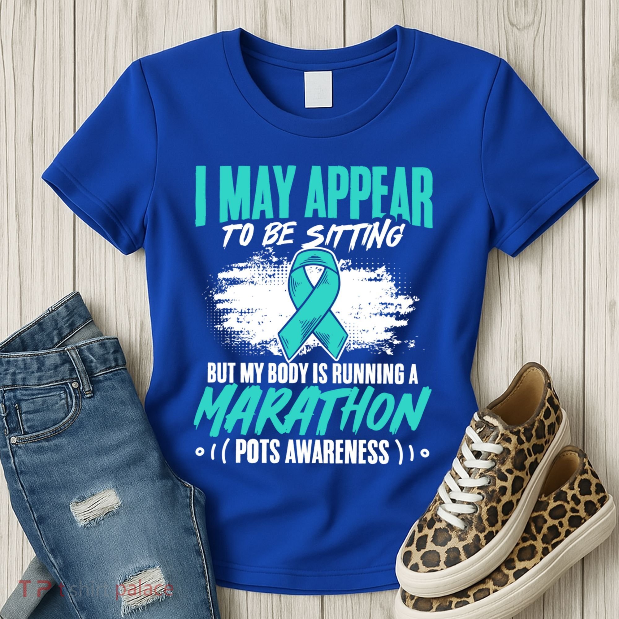 Marathon Turquoise Pots Awareness Dysautonomia Awareness Cool Gift Women's T-Shirt