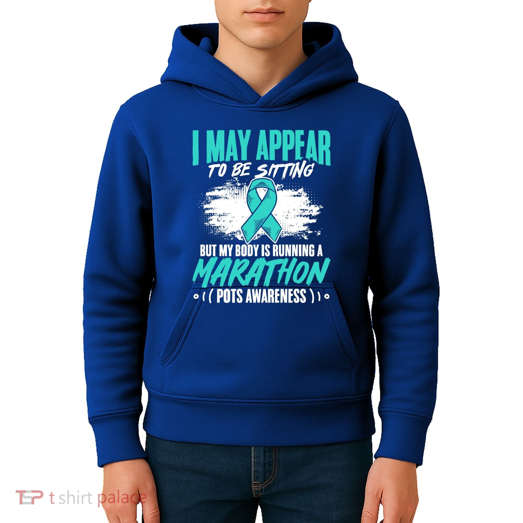 Marathon Turquoise Pots Awareness Dysautonomia Awareness Cool Gift Kids Hoodie