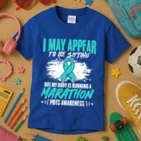 Marathon Turquoise Pots Awareness Dysautonomia Awareness Cool Gift Kids T-Shirt thumb 3