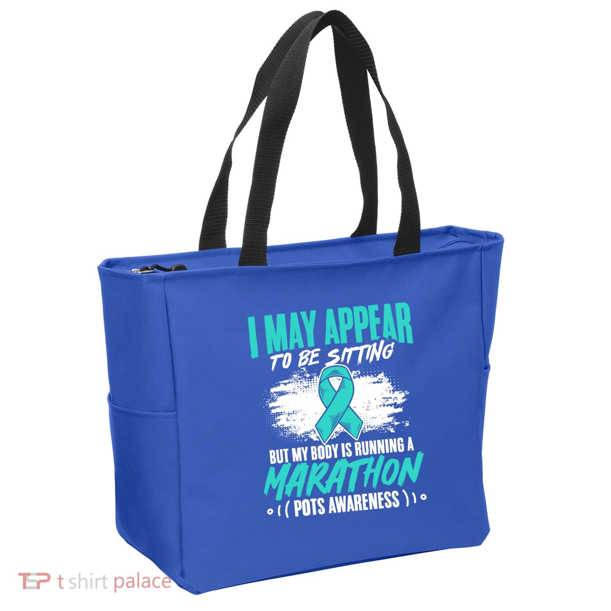 Marathon Turquoise Pots Awareness Dysautonomia Awareness Cool Gift Tote Bag