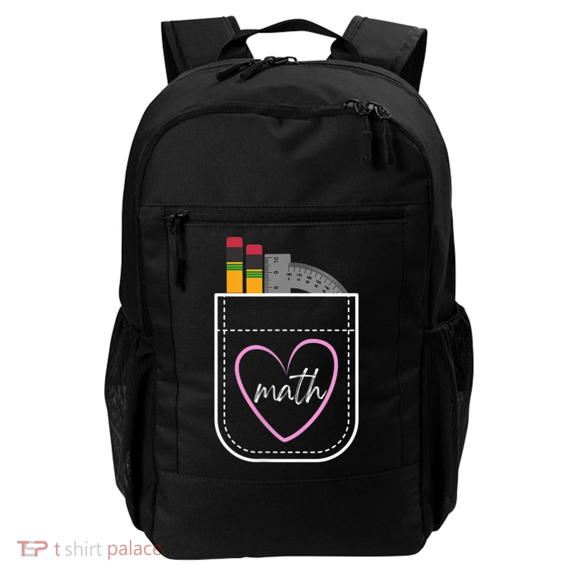 Math Teacher Pocket With Pencils And Protractor Backpack