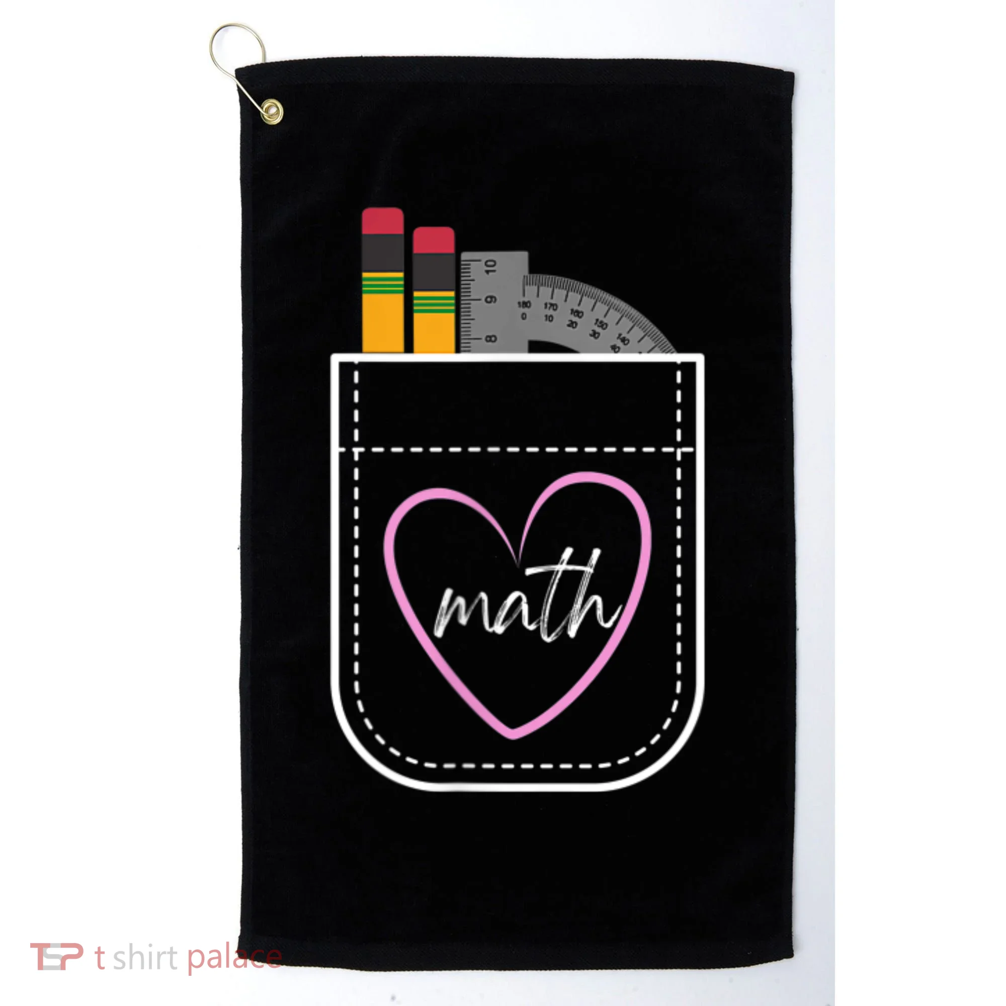 Math Teacher Pocket With Pencils And Protractor Golf Towel