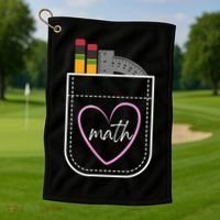 Math Teacher Pocket With Pencils And Protractor Golf Towel thumb 1