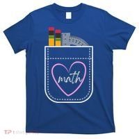Math Teacher Pocket With Pencils And Protractor T-Shirt thumb 0