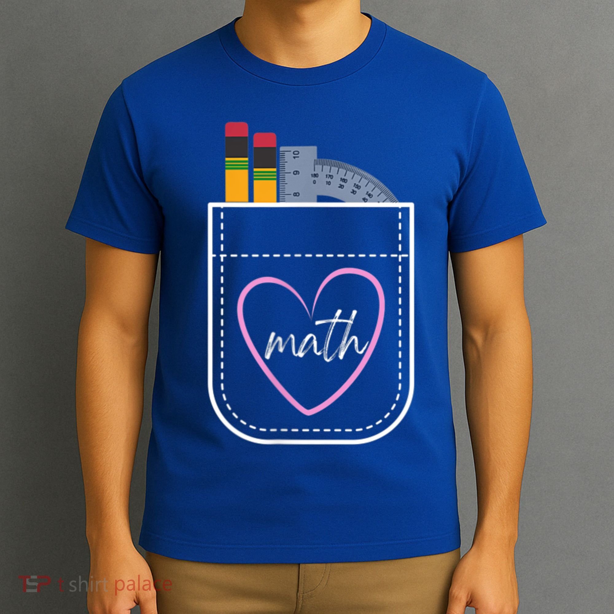 Math Teacher Pocket With Pencils And Protractor T-Shirt