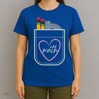 Math Teacher Pocket With Pencils And Protractor T-Shirt thumb 4