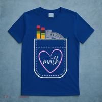 Math Teacher Pocket With Pencils And Protractor T-Shirt thumb 5