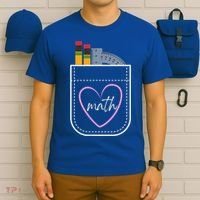 Math Teacher Pocket With Pencils And Protractor T-Shirt thumb 6