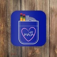 Math Teacher Pocket With Pencils And Protractor Coaster thumb 0