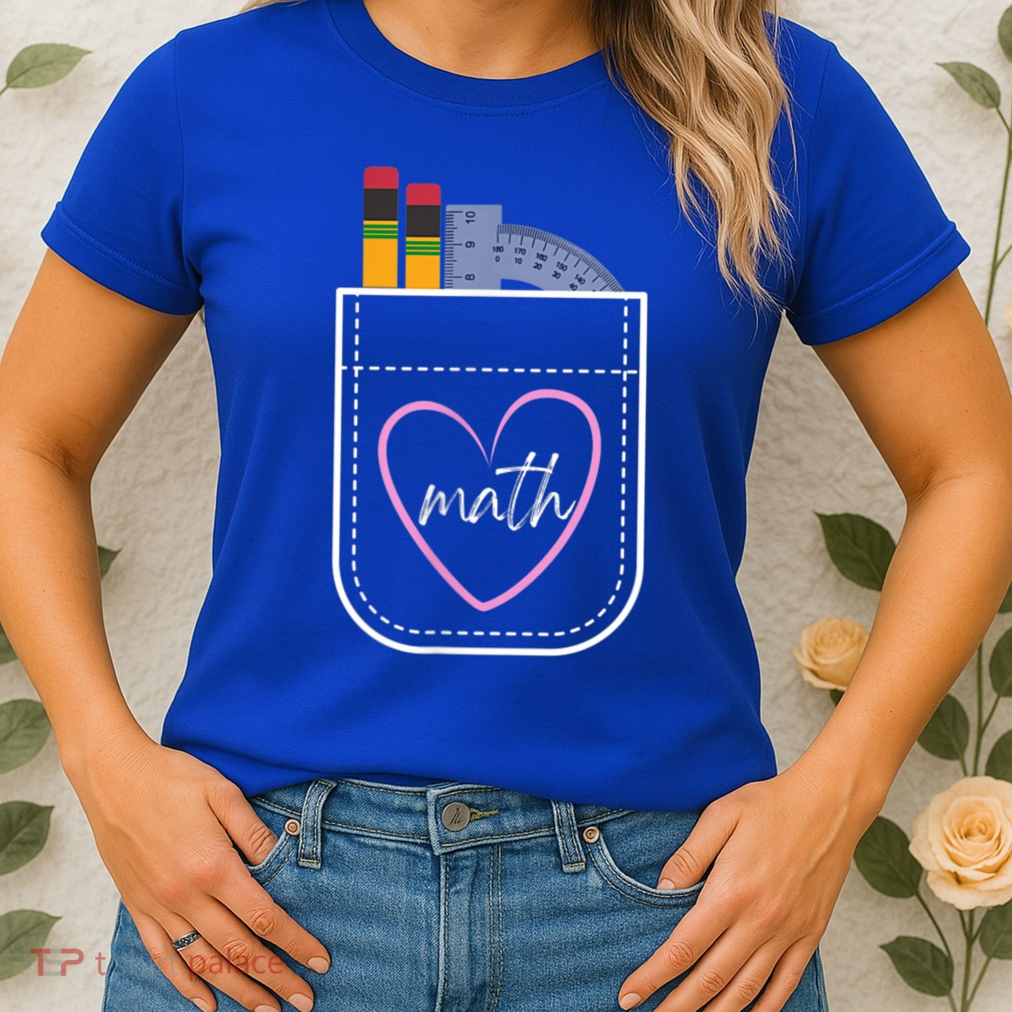 Math Teacher Pocket With Pencils And Protractor Women's T-Shirt