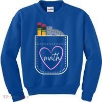 Math Teacher Pocket With Pencils And Protractor Kids Sweatshirt thumb 0