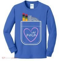 Math Teacher Pocket With Pencils And Protractor Kids Long Sleeve Shirt thumb 0