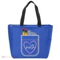 Math Teacher Pocket With Pencils And Protractor Tote Bag thumb 0