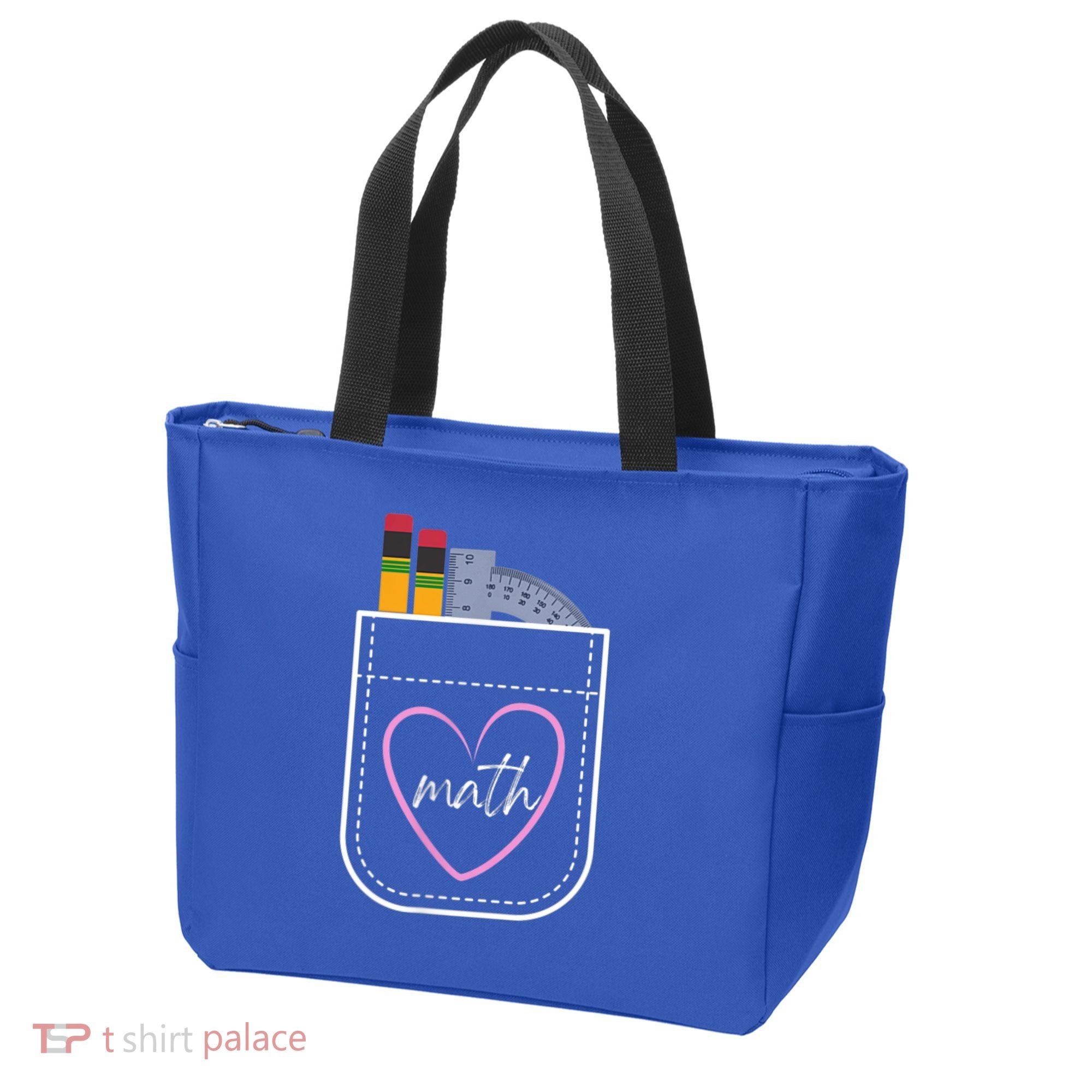 Math Teacher Pocket With Pencils And Protractor Tote Bag