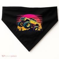 Monster Truck Retro Sunset Monster Trucks USA-Made Doggie Bandana thumb 0