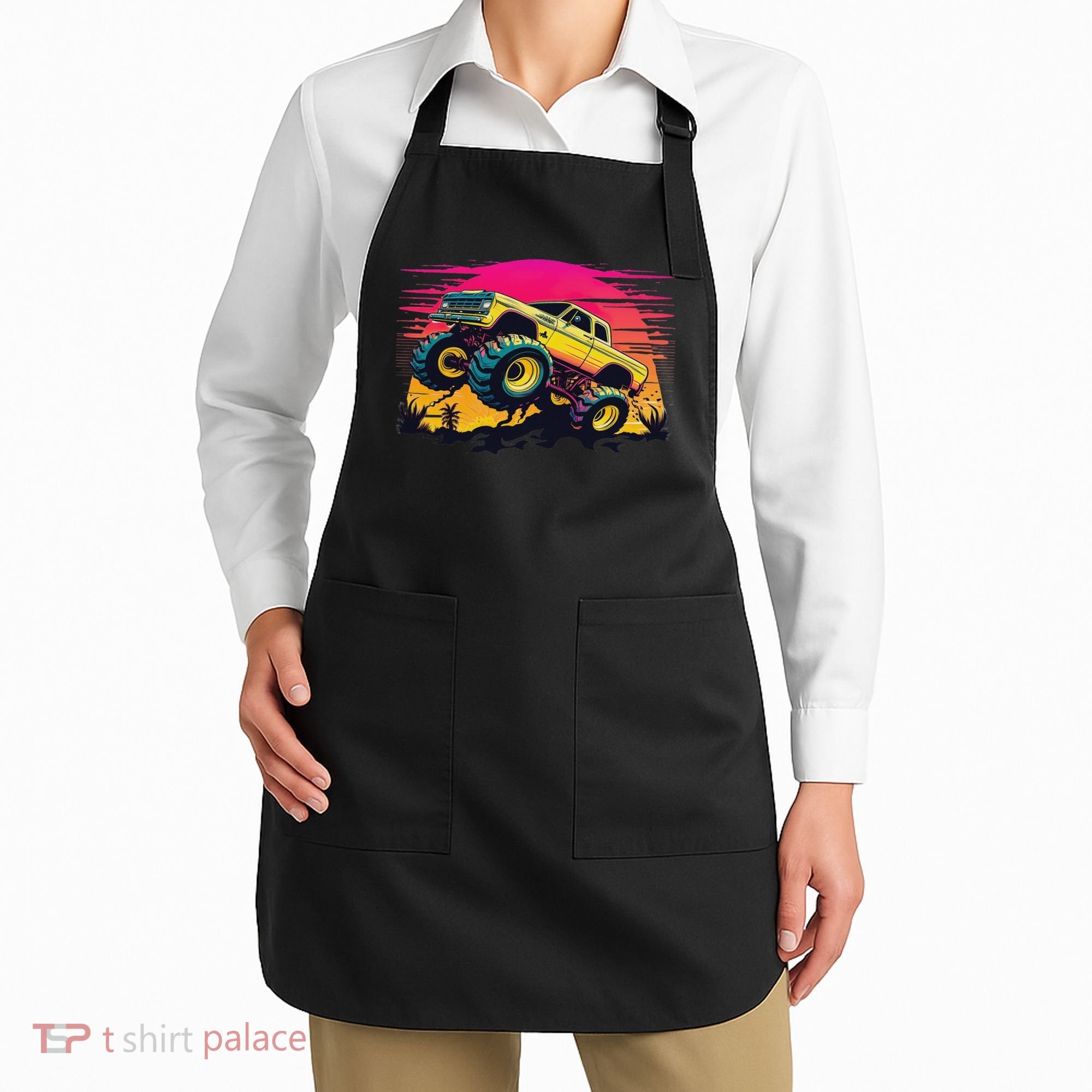 Monster Truck Retro Sunset Monster Trucks Apron