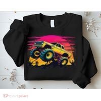 Monster Truck Retro Sunset Monster Trucks Sweatshirt thumb 2