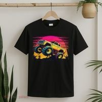 Monster Truck Retro Sunset Monster Trucks T-Shirt thumb 2