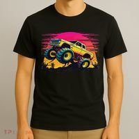 Monster Truck Retro Sunset Monster Trucks T-Shirt thumb 3