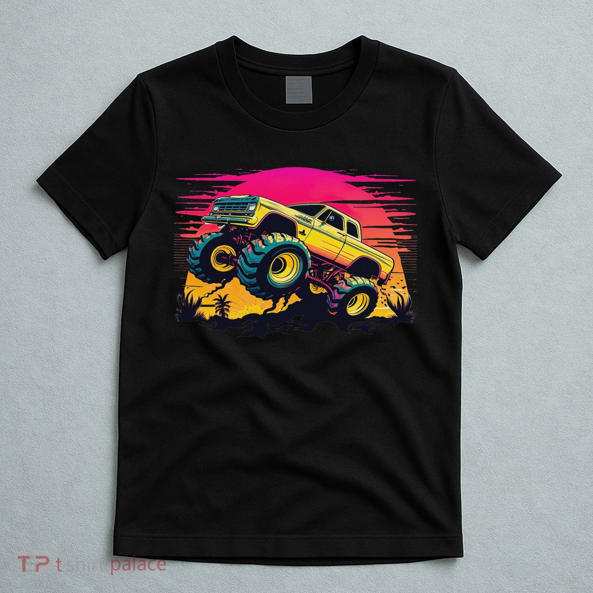 Monster Truck Retro Sunset Monster Trucks T-Shirt