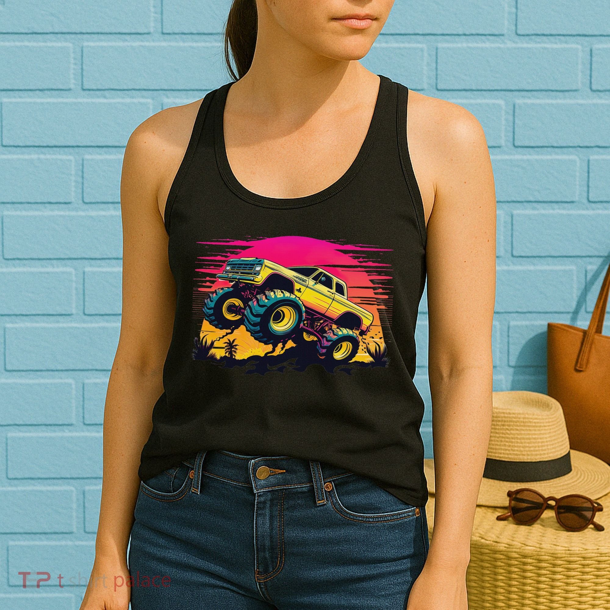 Monster Truck Retro Sunset Monster Trucks Women's Tank Top