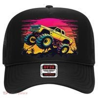 Monster Truck Retro Sunset Monster Trucks Hat thumb 0