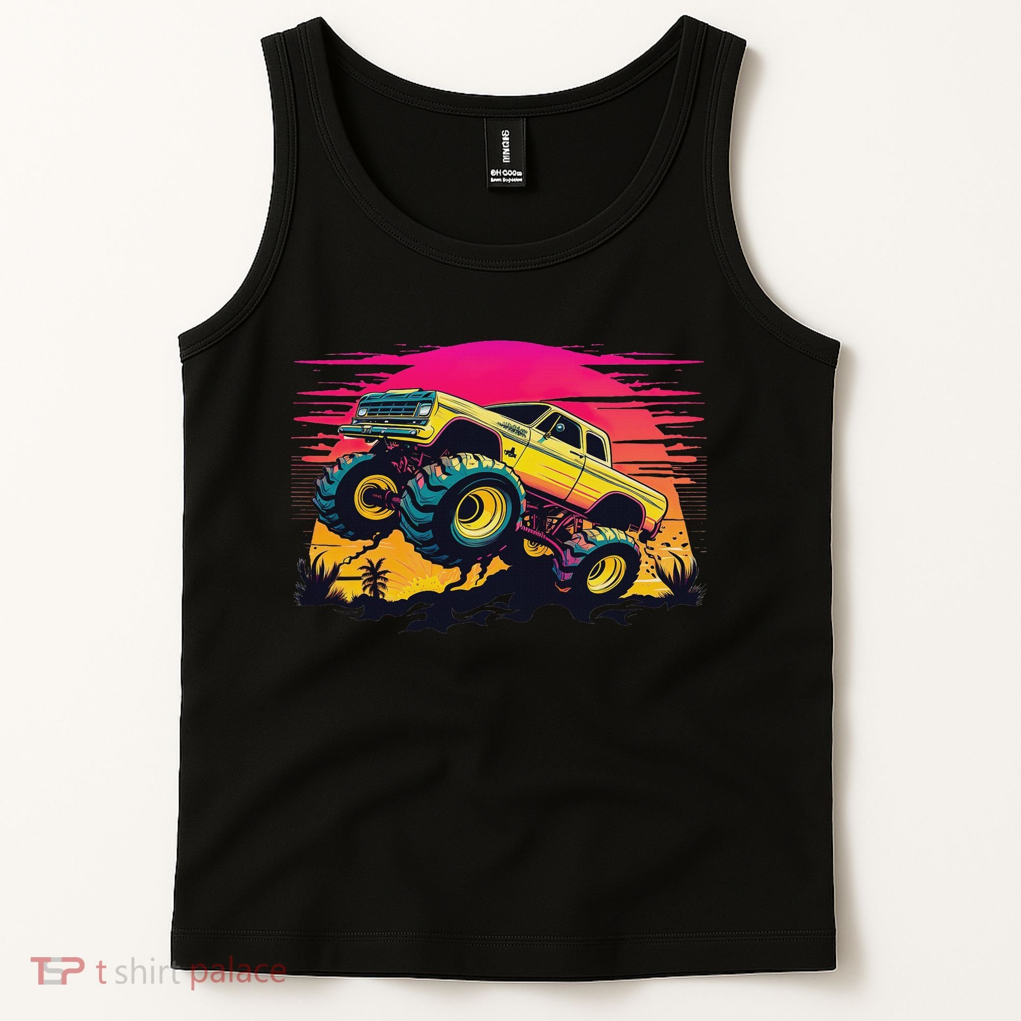 Monster Truck Retro Sunset Monster Trucks Tank Top