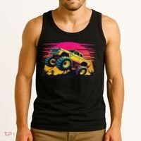 Monster Truck Retro Sunset Monster Trucks Tank Top thumb 3