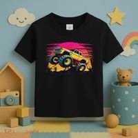 Monster Truck Retro Sunset Monster Trucks Toddler T-Shirt thumb 3
