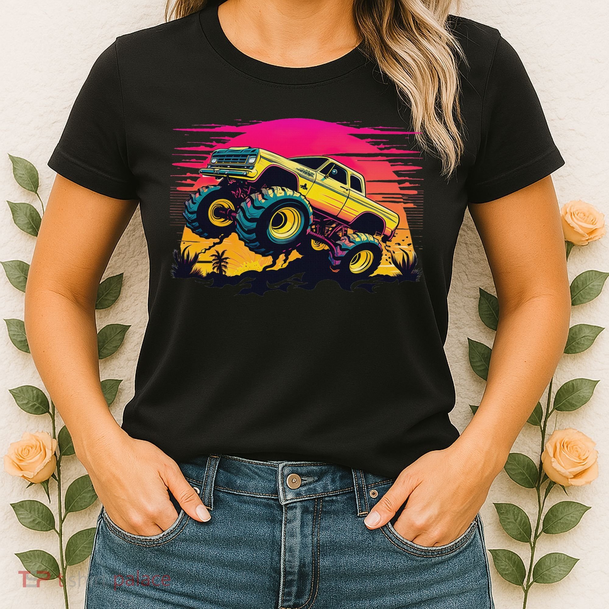 Monster Truck Retro Sunset Monster Trucks Women's T-Shirt
