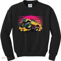 Monster Truck Retro Sunset Monster Trucks Kids Sweatshirt thumb 0