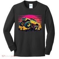 Monster Truck Retro Sunset Monster Trucks Kids Long Sleeve Shirt thumb 0