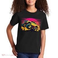 Monster Truck Retro Sunset Monster Trucks Kids T-Shirt thumb 2