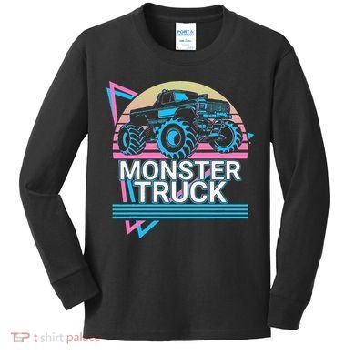 Monster Truck Retro Kids Long Sleeve Shirt