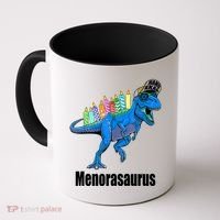 Menorasaurus T Rex Hanukkah Funny Dino Coffee Mug thumb 0