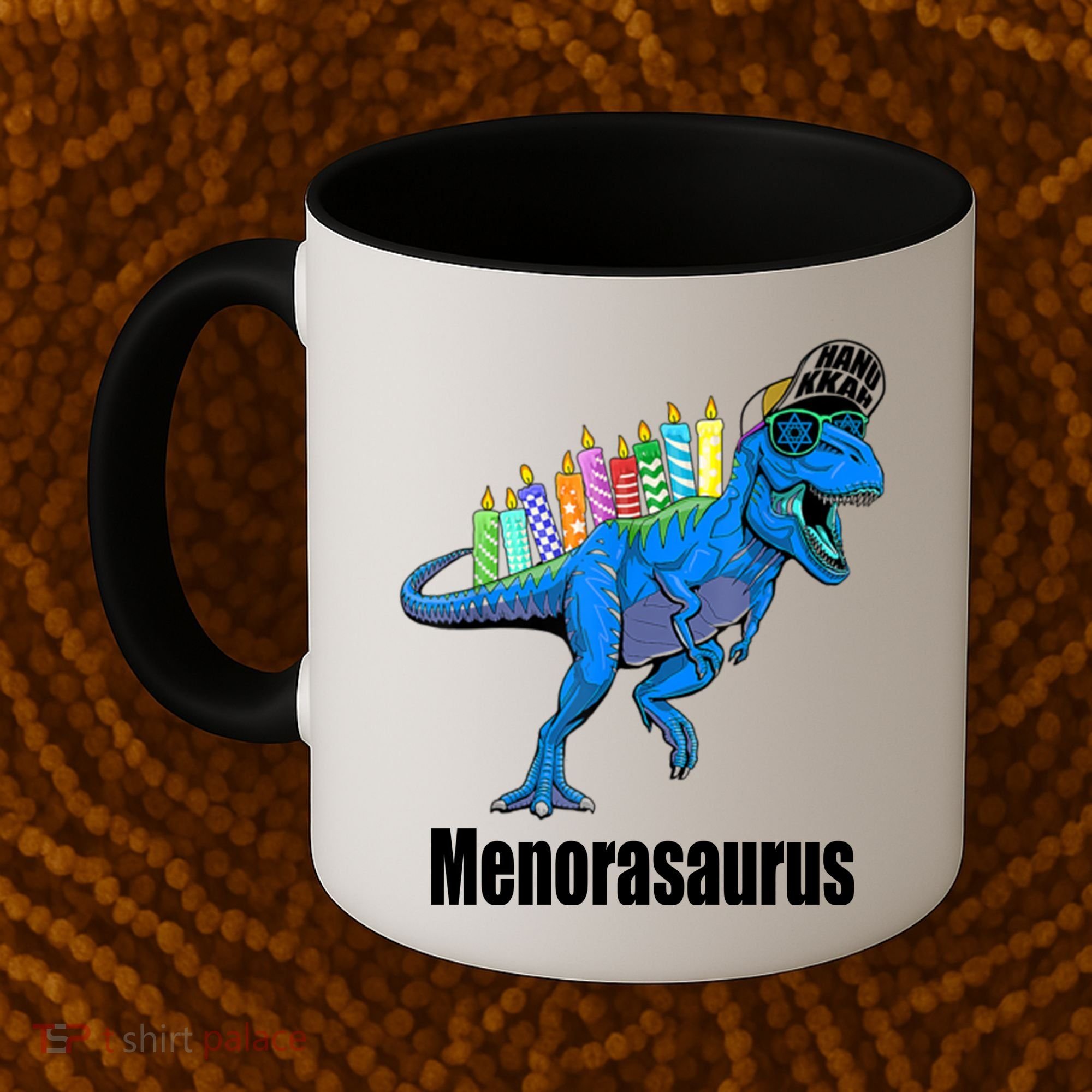 Menorasaurus T Rex Hanukkah Funny Dino Coffee Mug