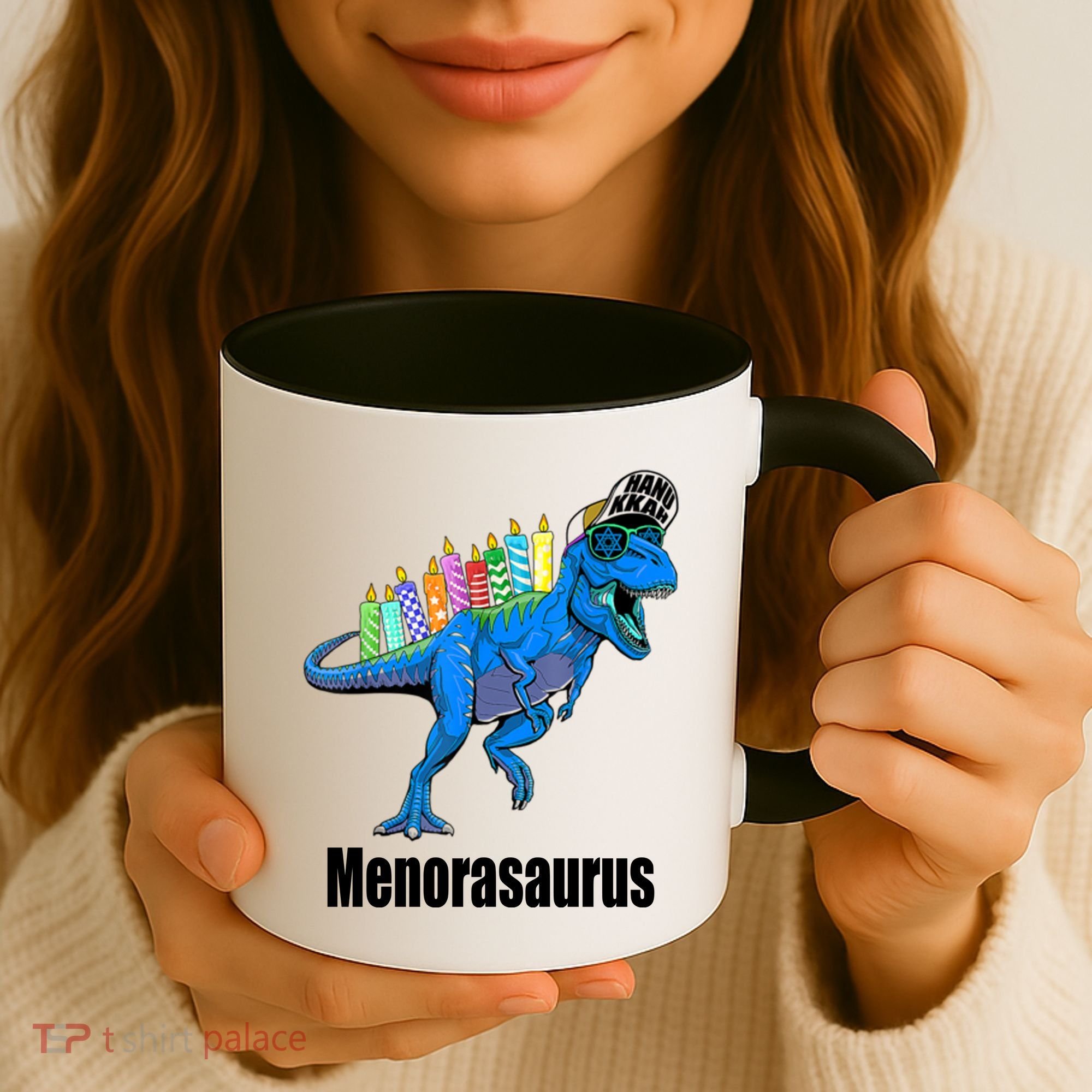 Menorasaurus T Rex Hanukkah Funny Dino Coffee Mug