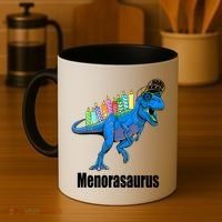 Menorasaurus T Rex Hanukkah Funny Dino Coffee Mug thumb 4
