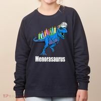 Menorasaurus T Rex Hanukkah Funny Dino Women's Sweatshirt thumb 0