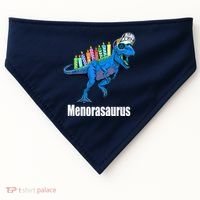 Menorasaurus T Rex Hanukkah Funny Dino USA-Made Doggie Bandana thumb 0