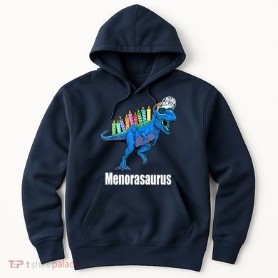 Menorasaurus T Rex Hanukkah Funny Dino Hoodie