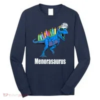 Menorasaurus T Rex Hanukkah Funny Dino Long Sleeve Shirt thumb 0